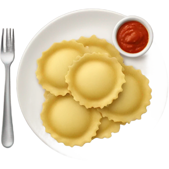 Plate of ravioli with sauce emoji