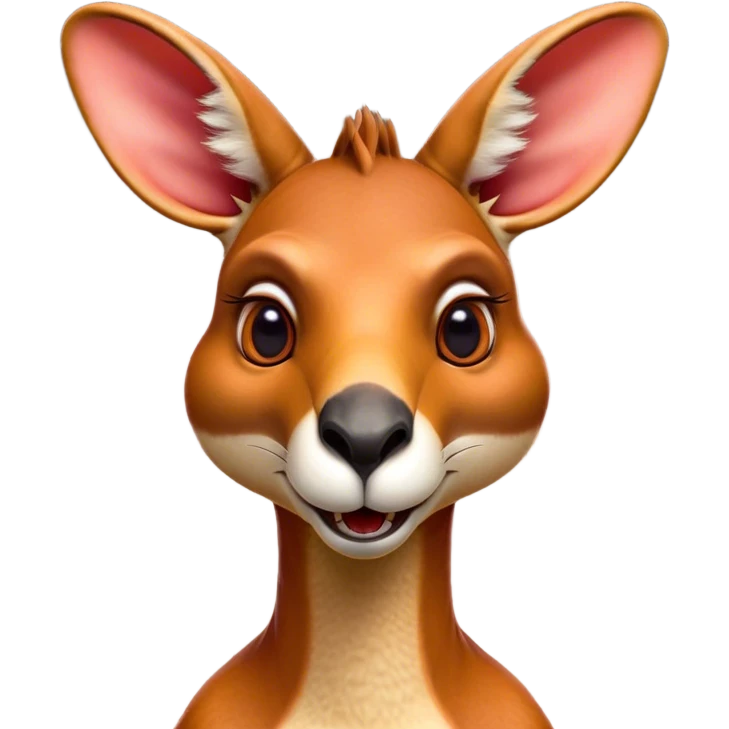 Cinematic Comical Adult Red Kangaroo Portrait Emoji, Head tilted dramatically with an exaggeratedly shocked expression, featuring a robust, dynamic build with a uniquely red kangaroo-shaped head sporting an elongated snout and wide, comically expressive eyes full of playful disbelief, Simplified yet hilariously expressive features, highly detailed, glowing with a slightly sassy outback glow, high shine, dramatic yet playful, stylized with an air of cheeky wild mischief, soft glowing outline, capturing the essence of a meme-worthy kangaroo that looks ready to bound its way into viral fame! emoji