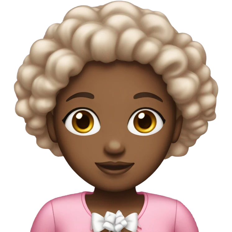 A black girl with curly hair wearing pink with white bows emoji