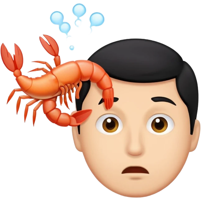 Man with black hair blowing shrimp farts  emoji