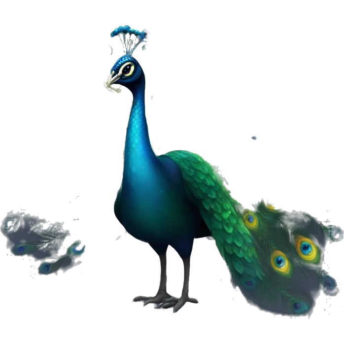 Dark iridescent peacock glowing emoji