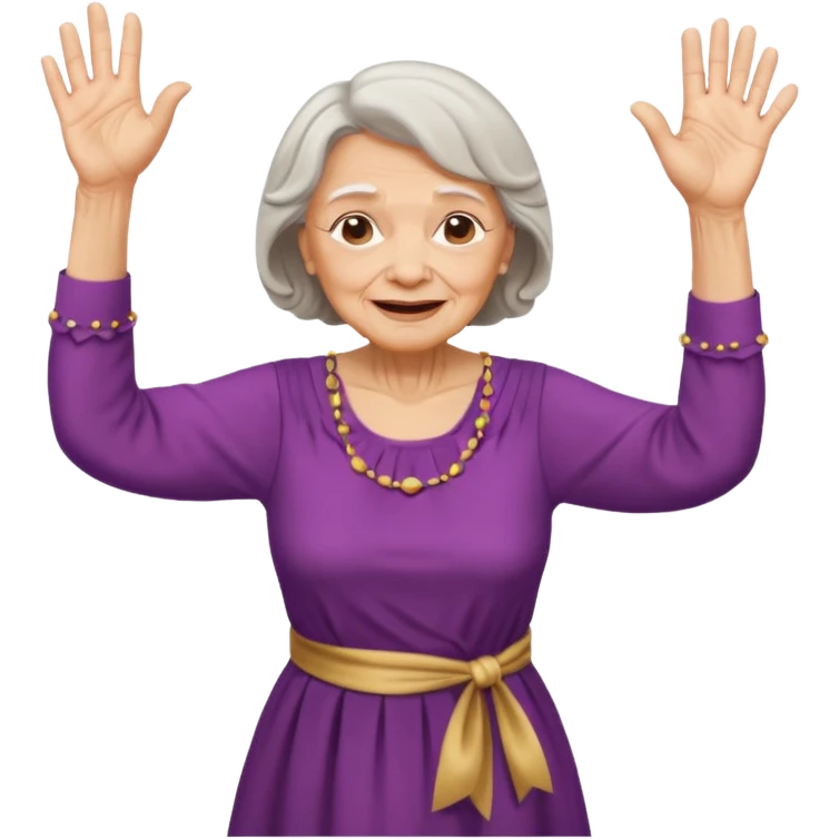 Old lady hands up raise the roof dancing  emoji
