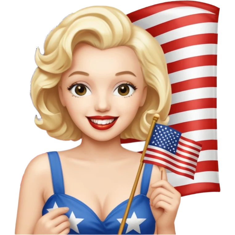Marilyn Monroe, with american flag emoji