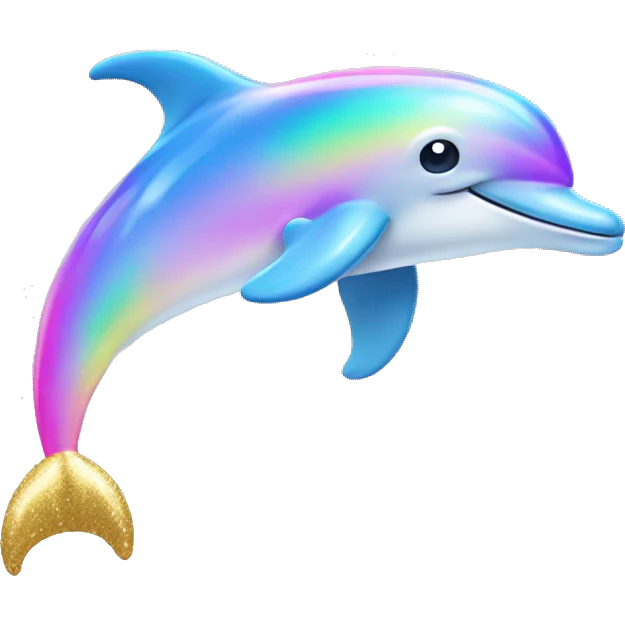 Sparkly pastel Dolphin hopping over rainbow emoji