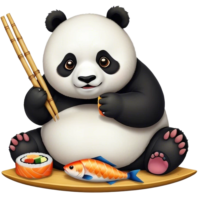 A fat panda eating sushi  emoji
