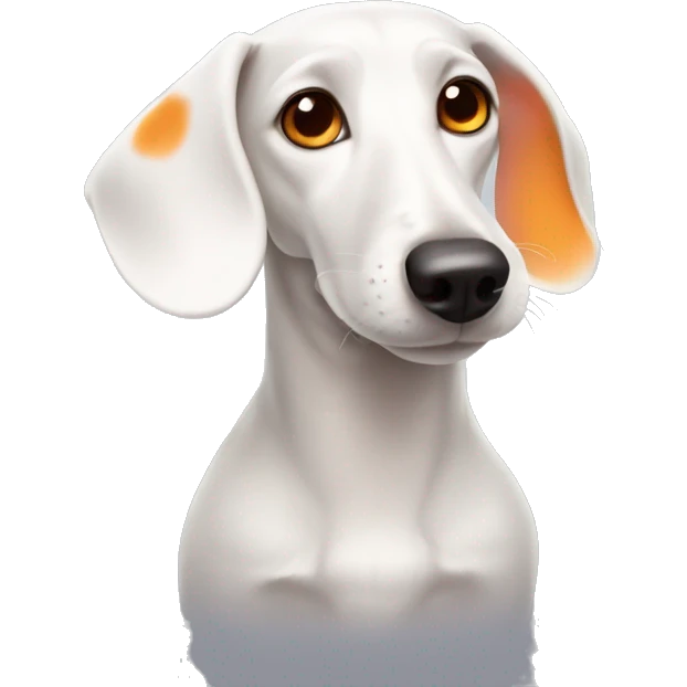 White dachshund with orange eyes and ears emoji