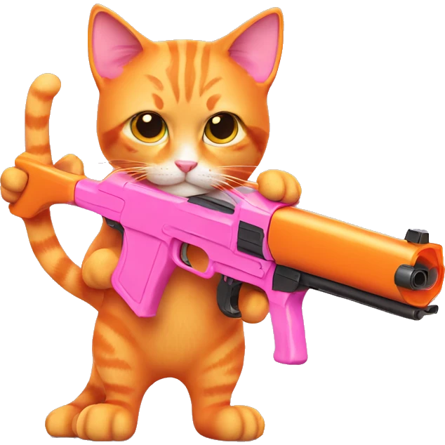 Orange cat with pink gun  emoji