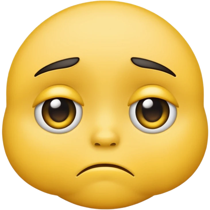 sad face with a big pouty bottom lip, and sad eyes and make it the emoji face not a human face emoji