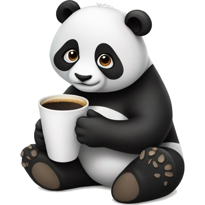Panda with coffee emoji