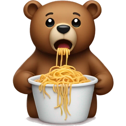 bear eating spaghetti emoji