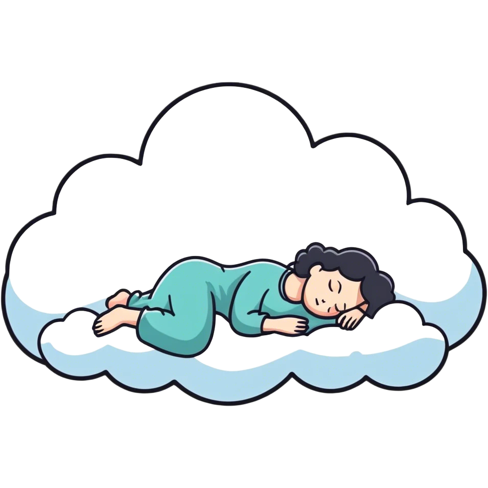 Woman sleep in cloud emoji