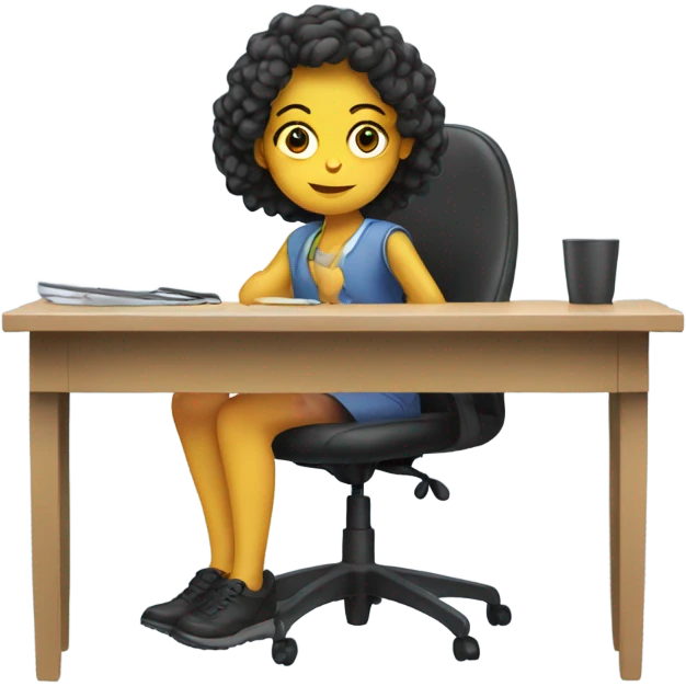 sitting girl at desk parody emoji