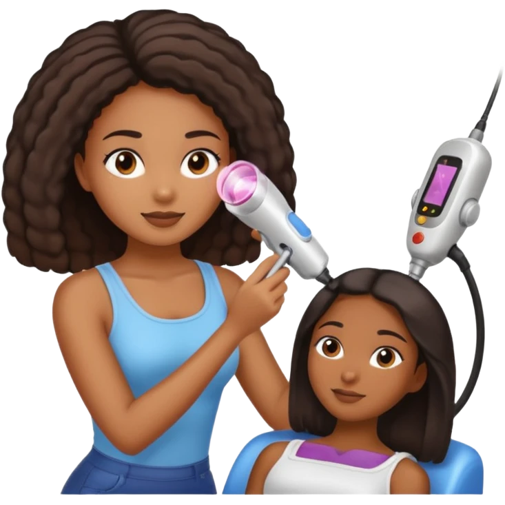 black girl receiving laser hair removal emoji