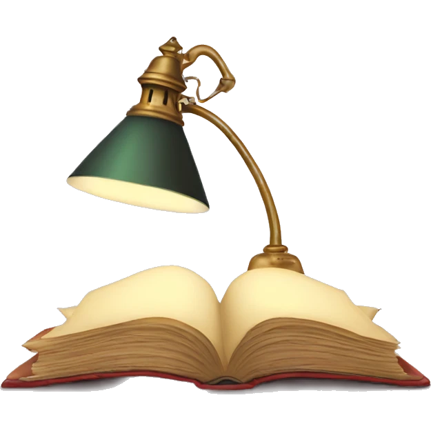 vintage lamp with open book emoji