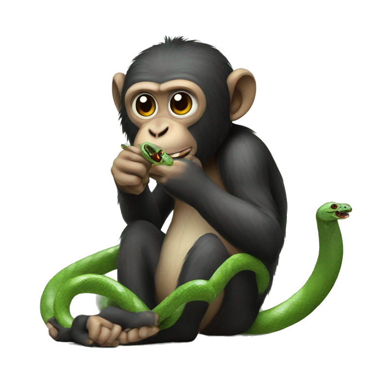 monkey eating snake emoji