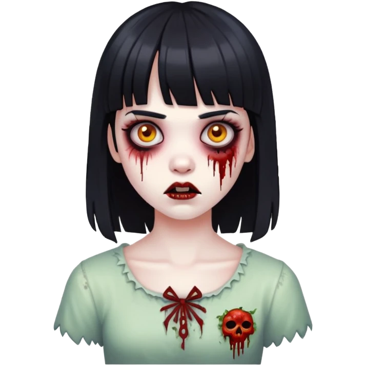 girl zombie with black hair and bangs emoji