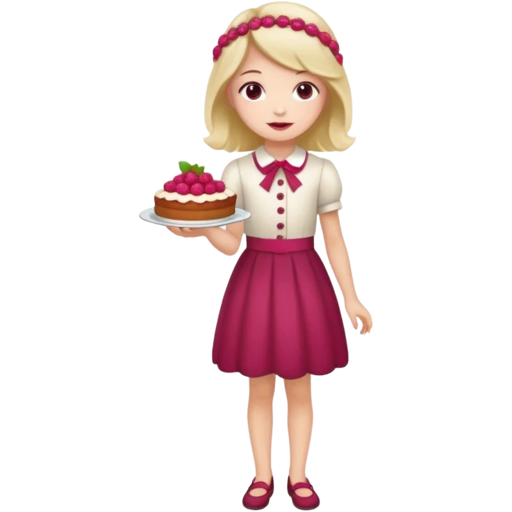 Raspberry torte human full body girl with a raspberry barrette on her head emoji