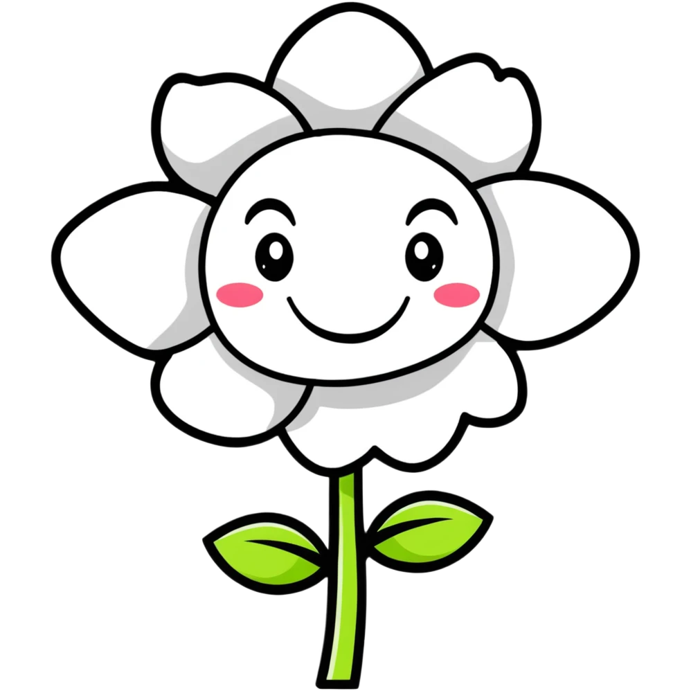 cheerful happy flower with a smiling face emoji