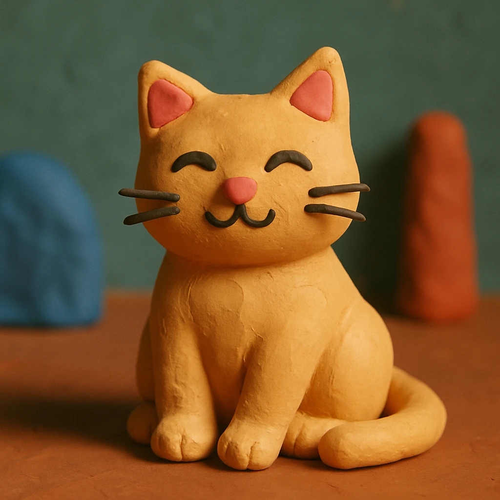 aesthetic cat, claymation style emoji
