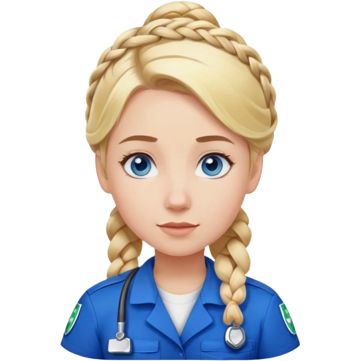 Paramedic girl with blonde hair French braid and blue eyes emoji