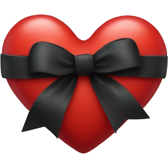 a red heart emoji with a black bow wrapped around it emoji