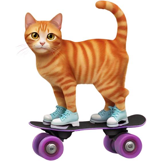 Ginger cat on roller skates emoji