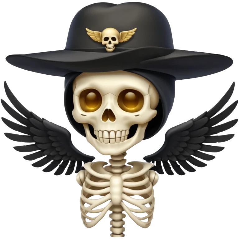 A skeleton with a flying hat emoji