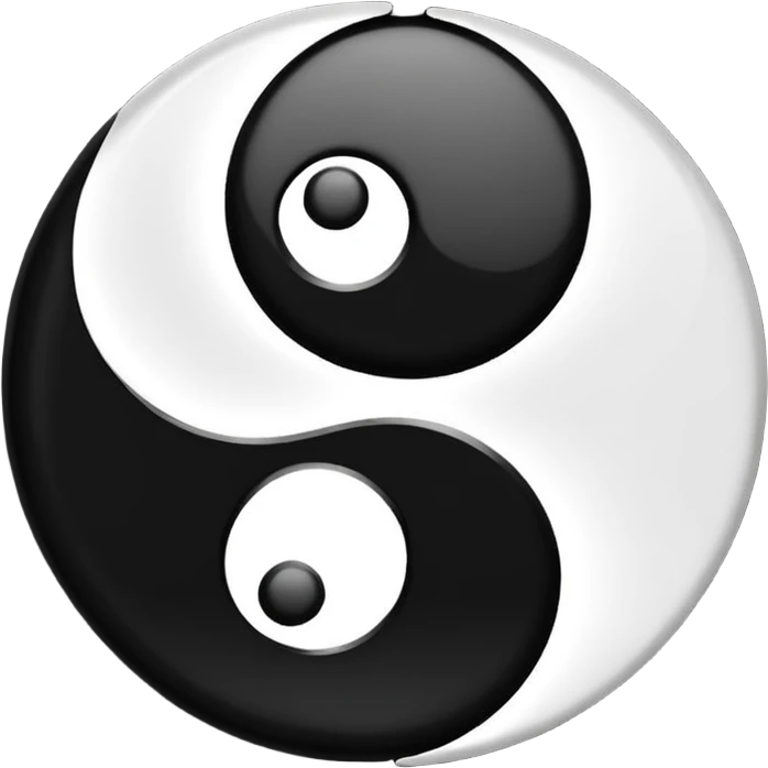 Yin and Yang glowing black and white plain no designs in 32x32 emoji