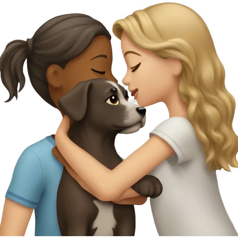a girl kissing a dog emoji