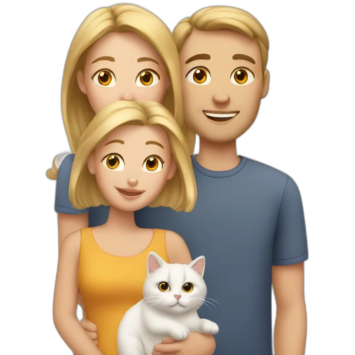 White family and cats emoji