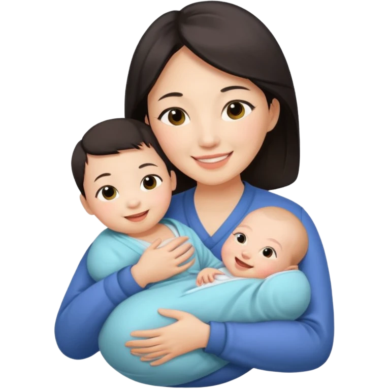 A Chinese mother with a newborn. emoji