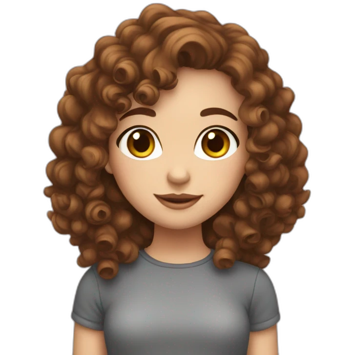 girl whit brown curly hair and fair skin emoji
