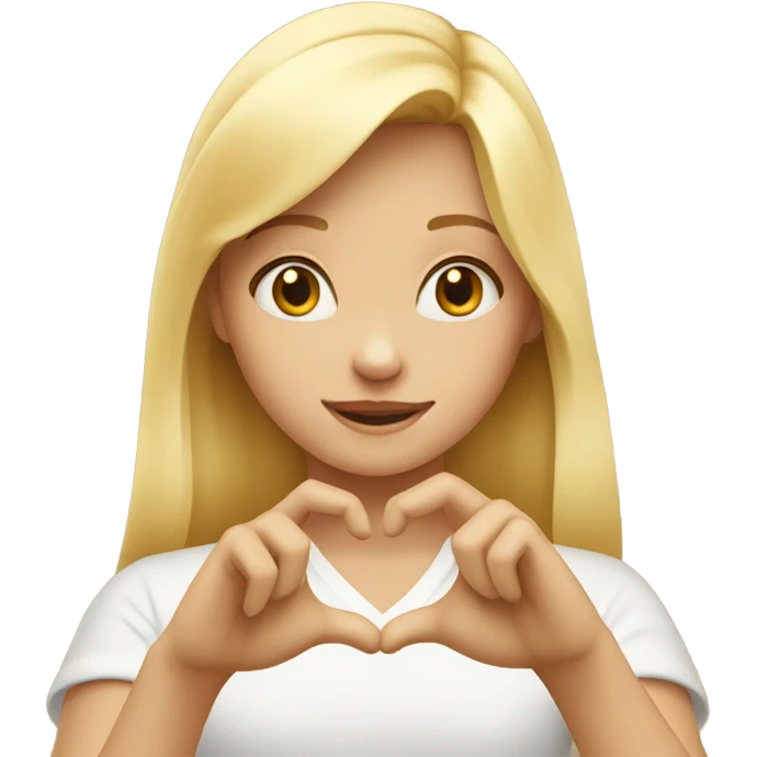 Blond girl making heart from her hands  emoji