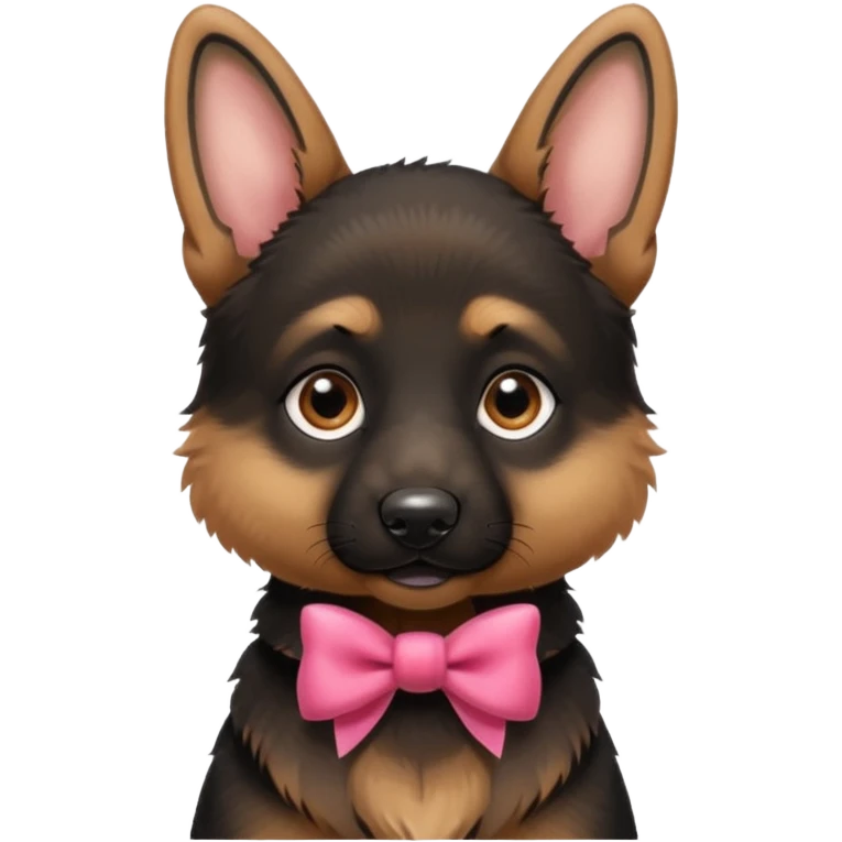German shepherd puppy with a bow in the neck, like a gift emoji