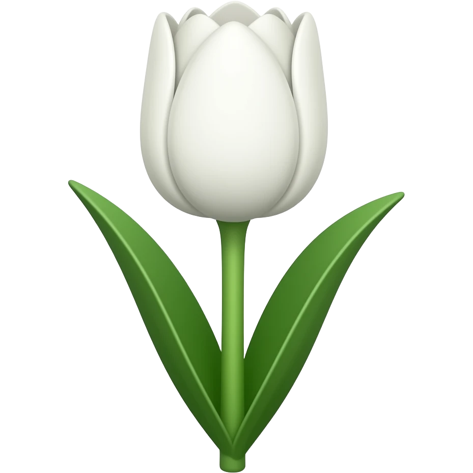 I want a white tulip emoji with a green stem with 2 leaves emoji
