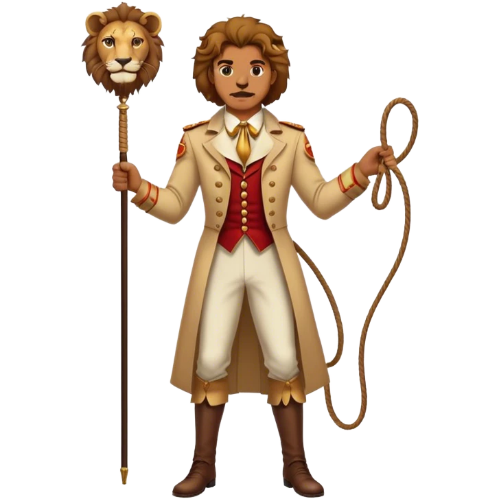Vintage circus human male lion Tamer holding whip emoji