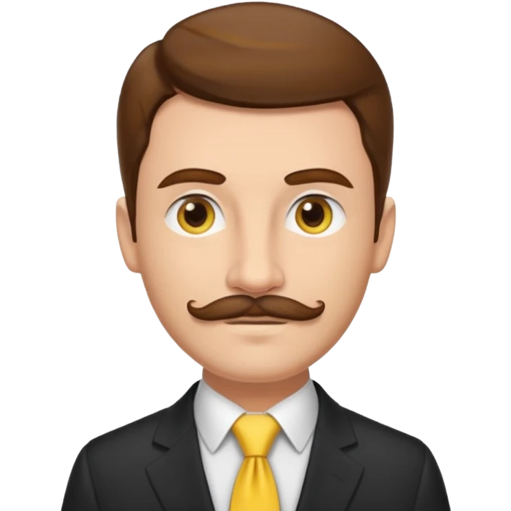 ["Fair-skinned man with brown hair and thin moustache, wearing a suit and yellow tie."] emoji