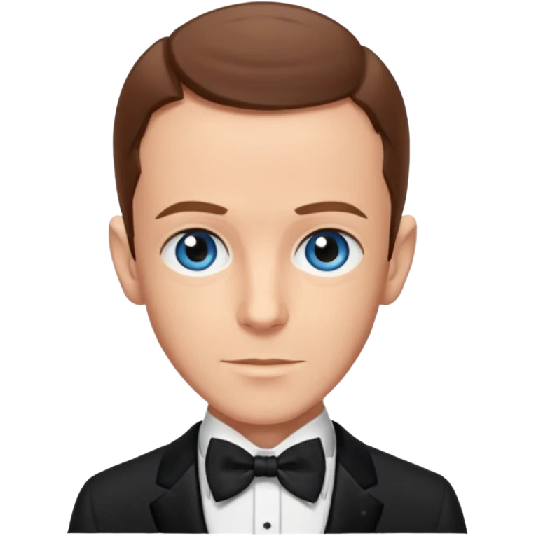 Fred Astaire with brown hair, blue eyes, black suit with bow tie emoji