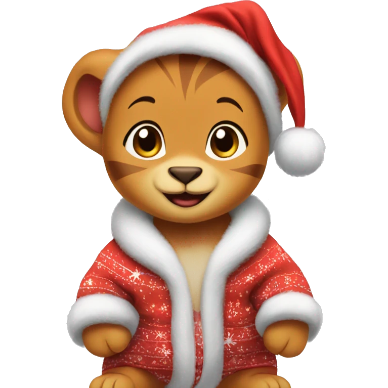 Baby Nala from Lion King wearing Santa pajamas  emoji