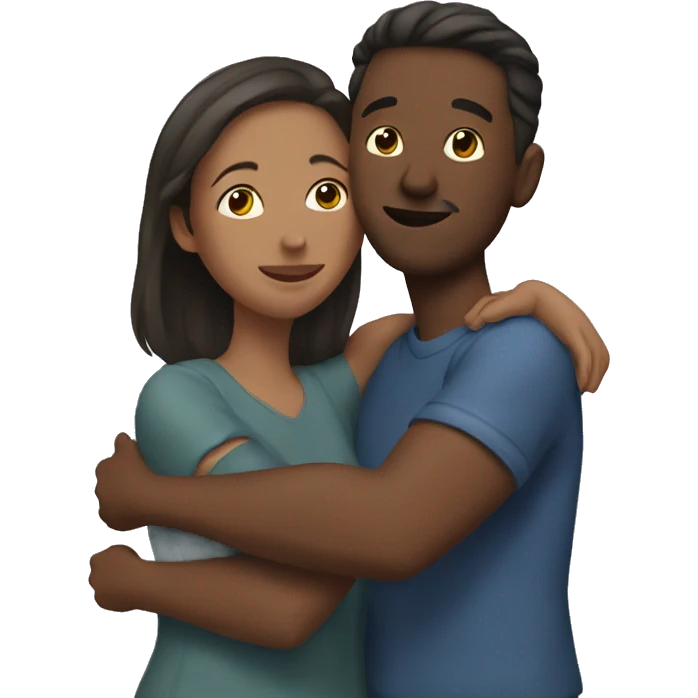 Woman hugging man emoji