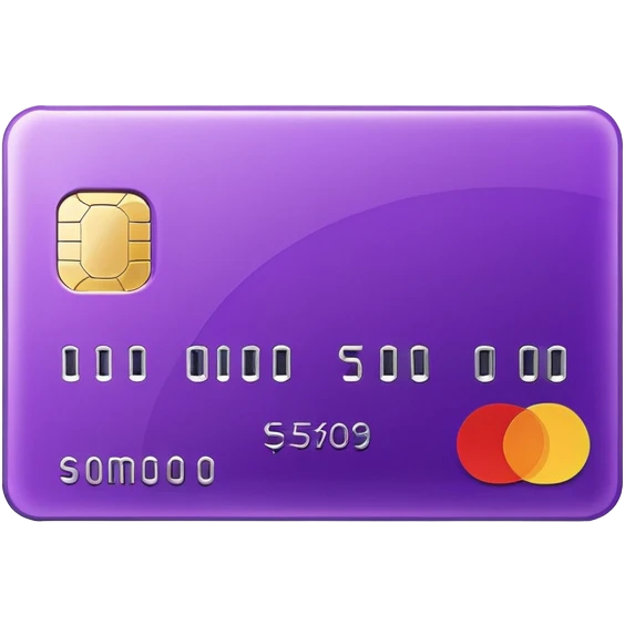 purple bank card, no numbers emoji