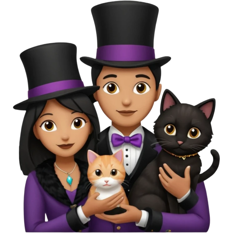 magician couple and their pet cat emoji