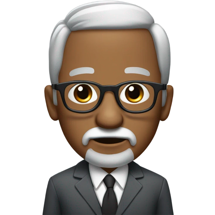 berry sanders with small round face and suit and glasses and buzz cut and small black eyes and small gray beard and small black eyes and wrinkled forehead emoji