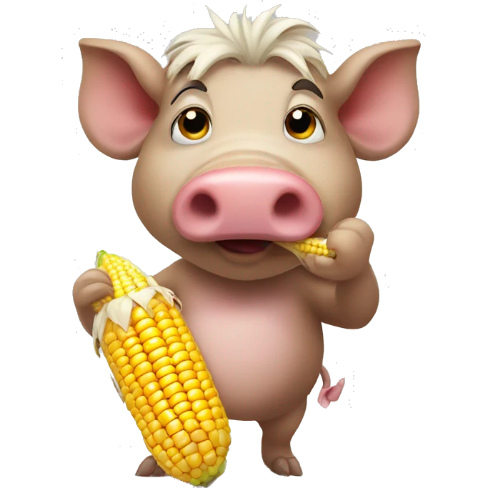Hog eating corn on the ground emoji