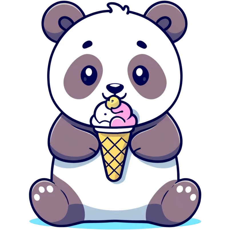 Panda eating ice cream emoji
