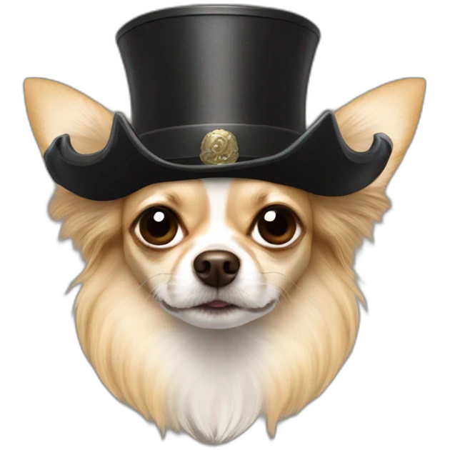 Long hair sand chihuahua with napoleon hat emoji