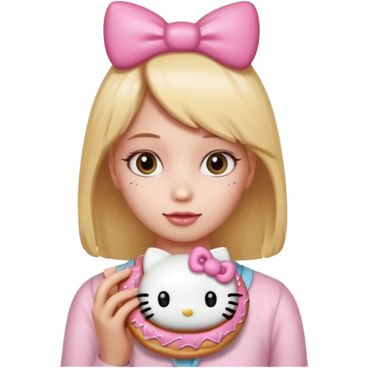 Una girl con una ciambella HELLO KITTY  emoji