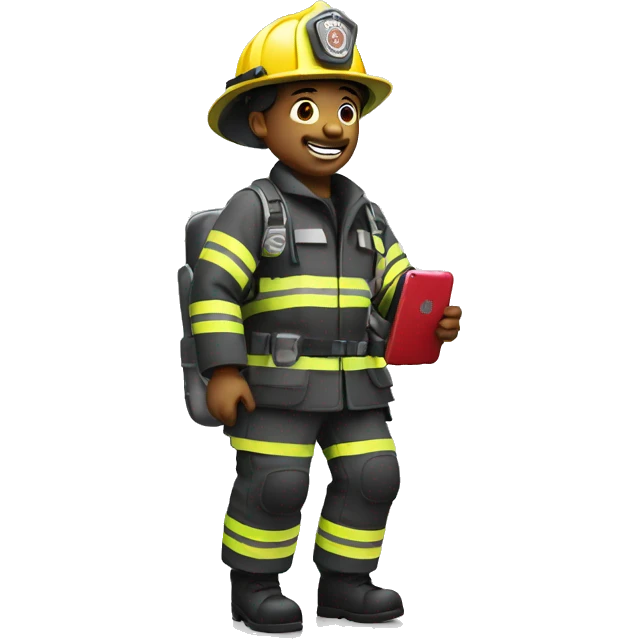 Firefighter charging his phone  emoji