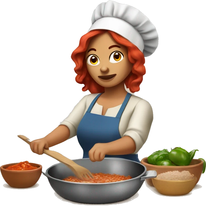 Red hair Mexican woman cooking birria emoji