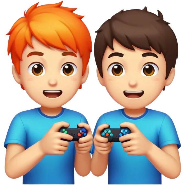 Boys playing video game together emoji